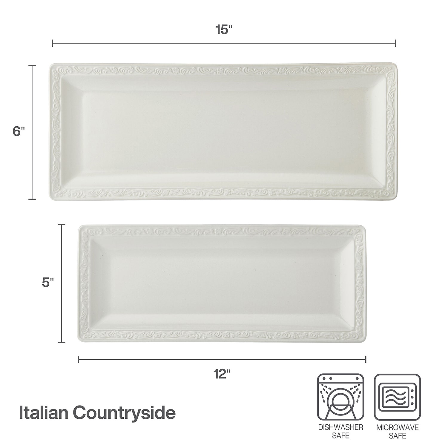 Lifetime Brand Italian Countryside, Blue Stoneware Serving Platter