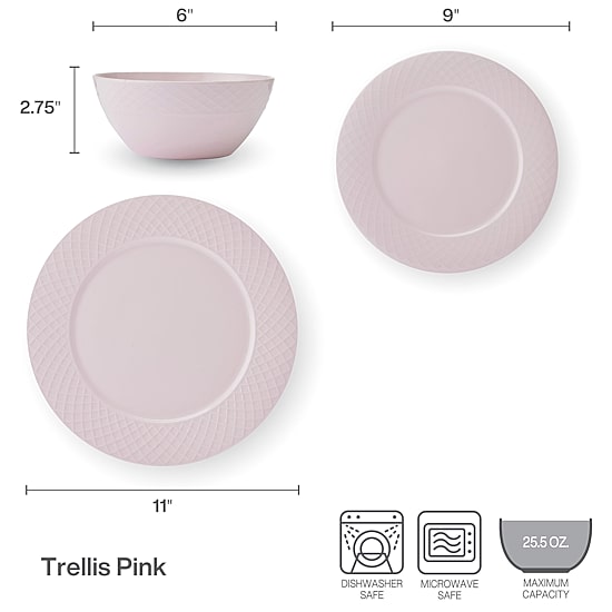 Mikasa Trellis, Pink 12-pc. Bone China Dinnerware Set