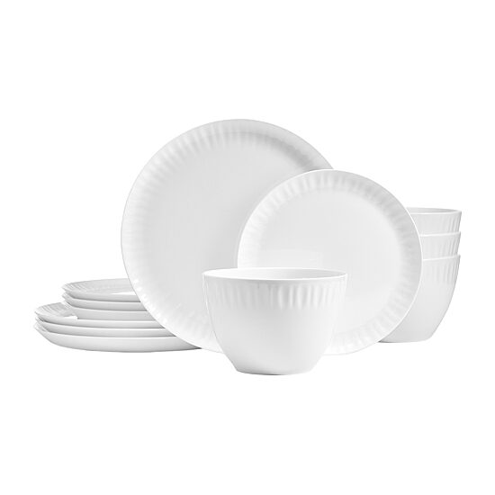 Lifetime Brand Franklyn, White 12-pc. Bone China Dinnerware Set