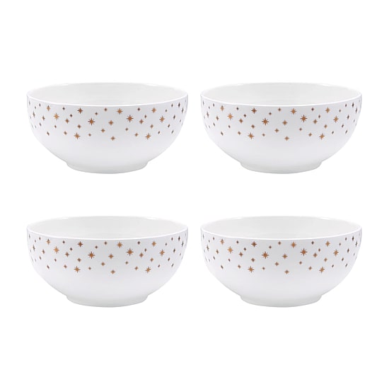Lifetime Brand Millie Gold, White 4-pc. Bone China Soup Bowl