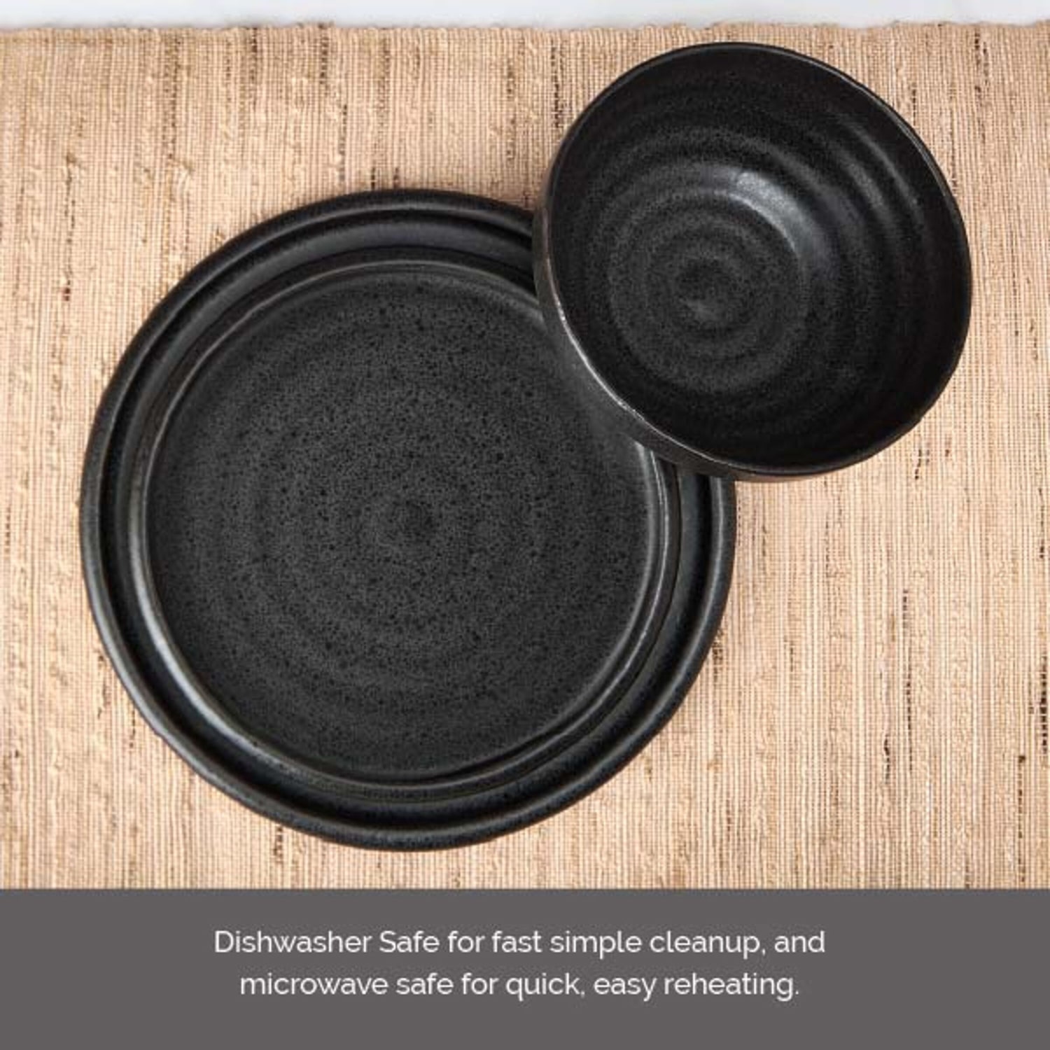 Lifetime Brand Declan, Charcol 12-pc. Stoneware Dinnerware Set