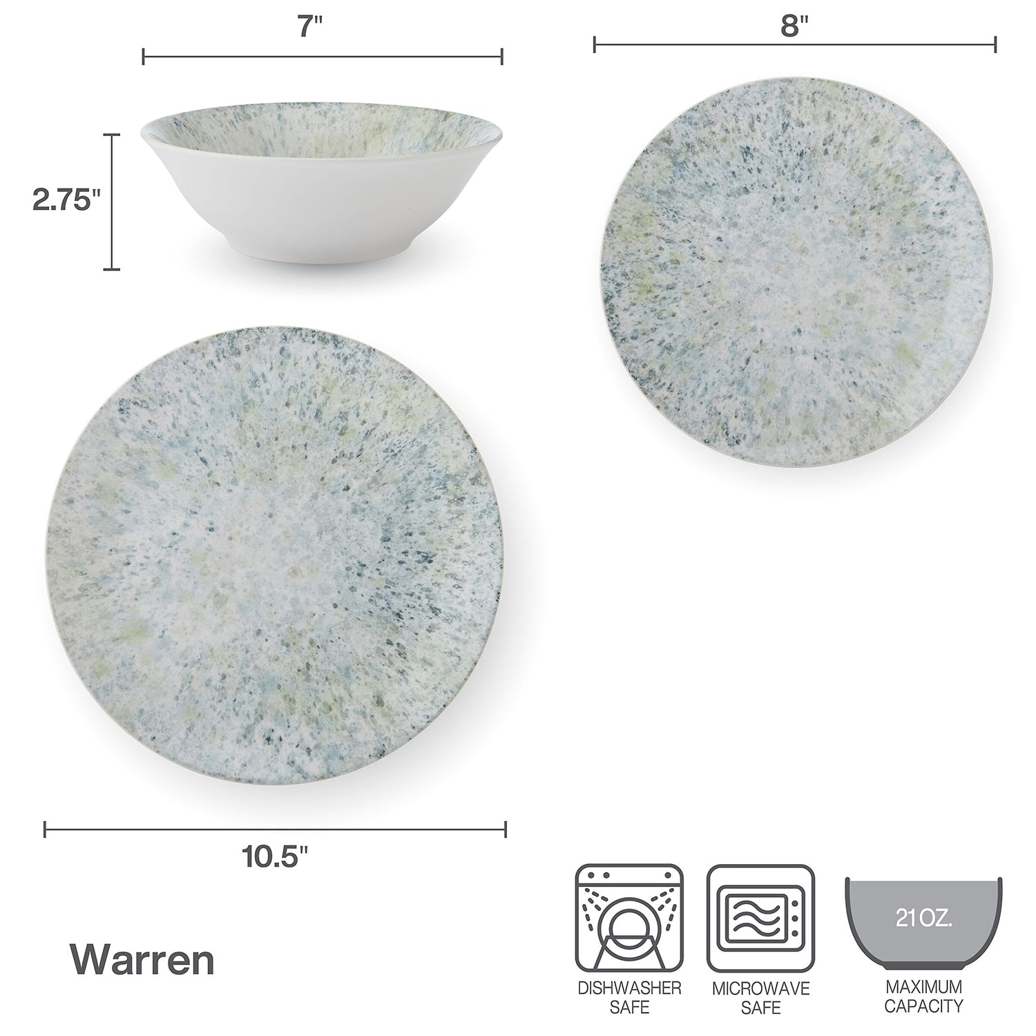 Lifetime Brand Warran, Blue 12-pc. Stoneware Dinnerware Set