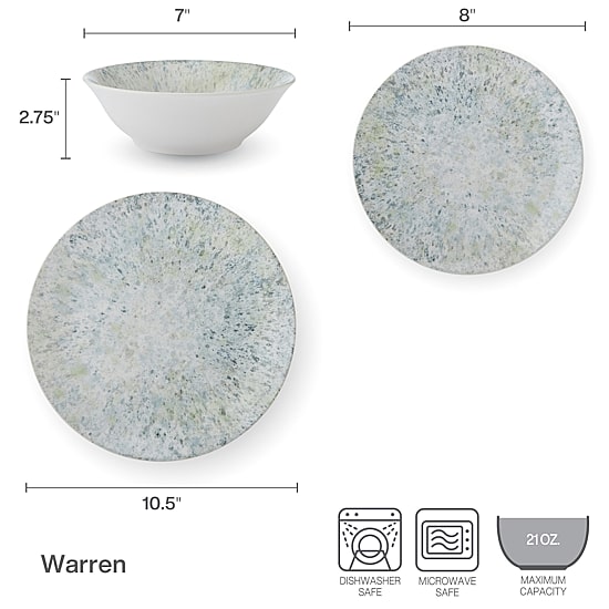 Lifetime Brand Warran, Blue 12-pc. Stoneware Dinnerware Set