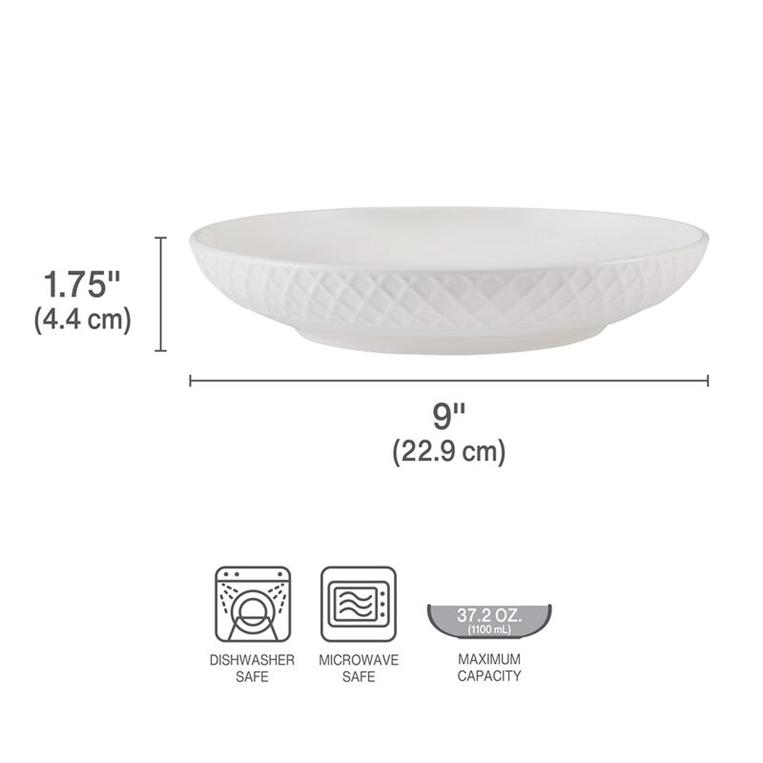 Lifetime Brand Trellis, White 4-pc. Bone China Pasta Bowl