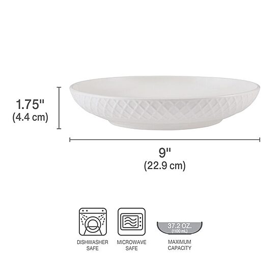 Lifetime Brand Trellis, White 4-pc. Bone China Pasta Bowl