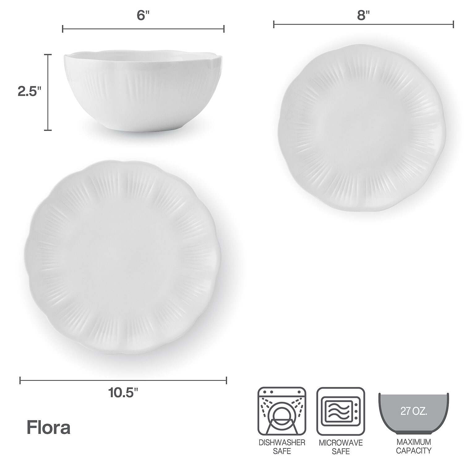Mikasa Flora, White 12-pc. Bone China Dinnerware Set