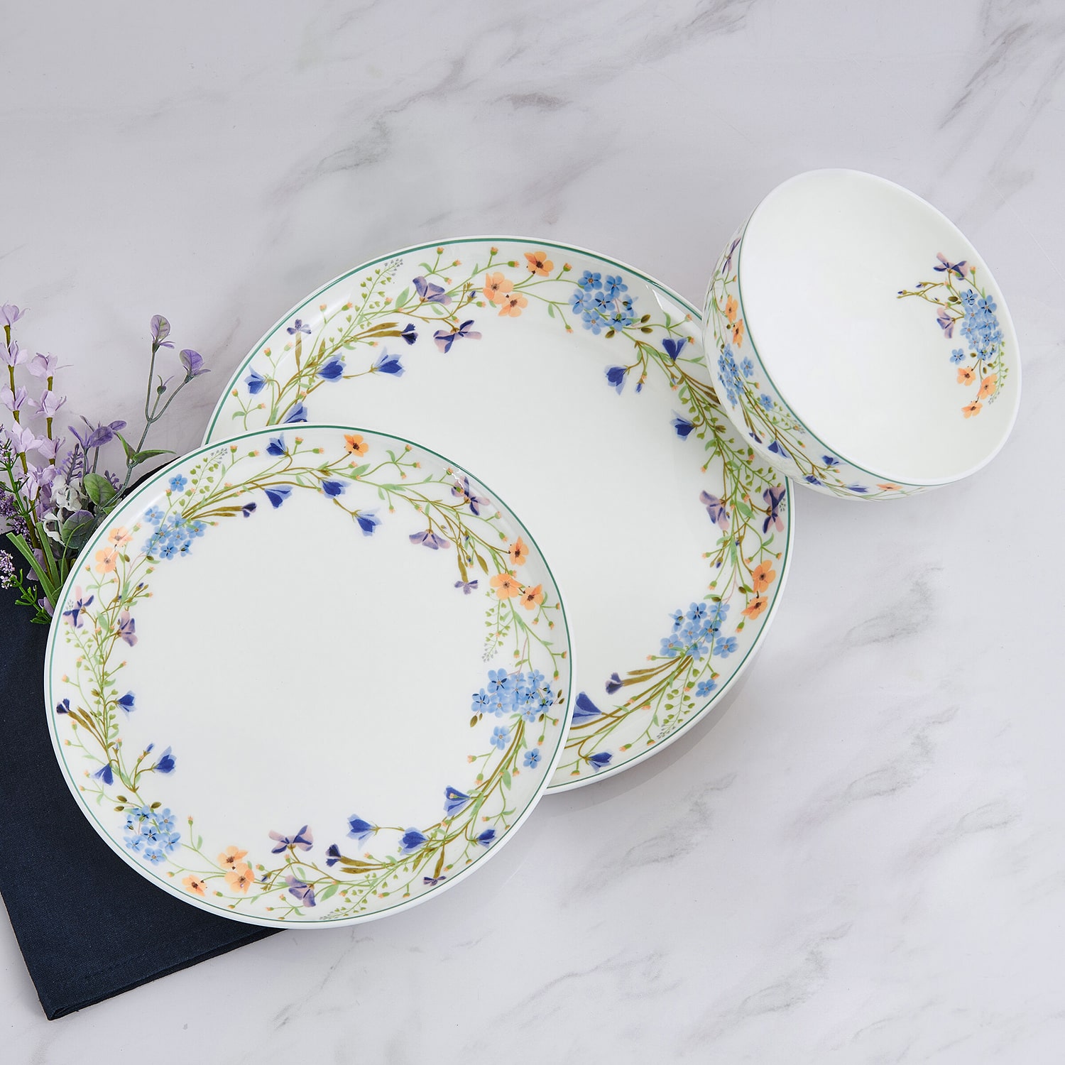 Lifetime Brand Quinn, White 12-pc. Porcelain Dinnerware Set