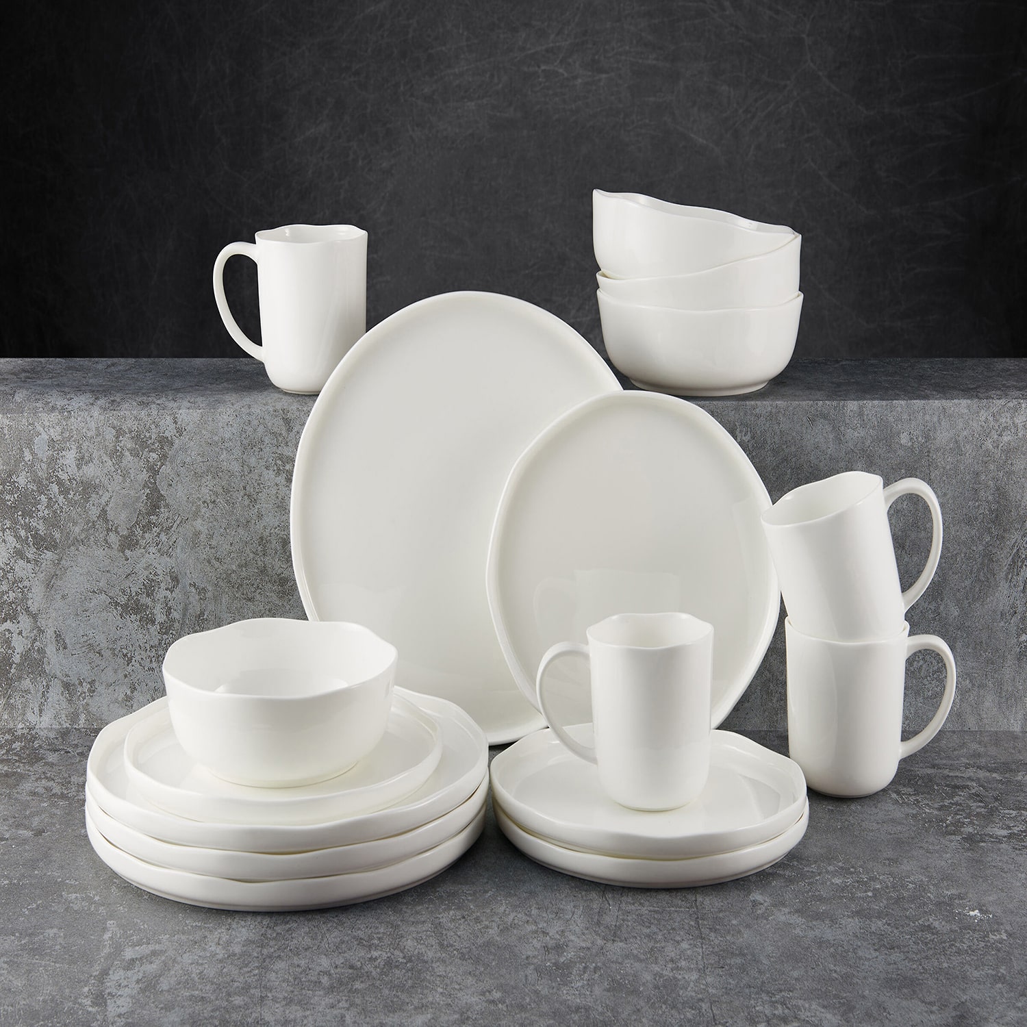 Lifetime Brand Adelaide, White 16-pc. Bone China Dinnerware Set