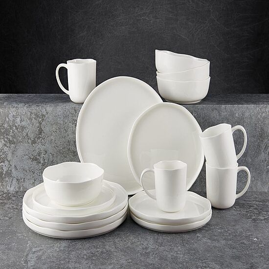 Lifetime Brand Adelaide, White 16-pc. Bone China Dinnerware Set