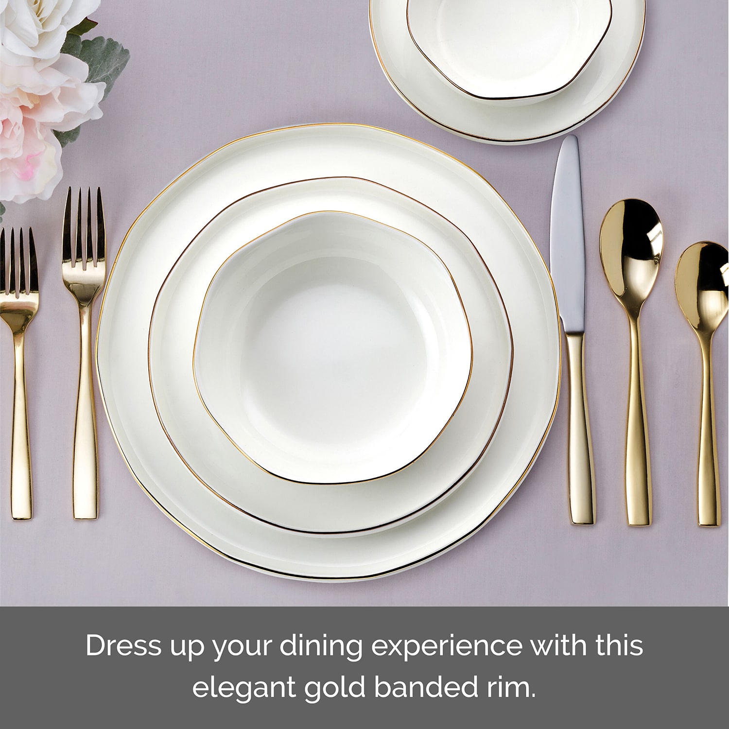 Lifetime Brand Adelaide, Gold 20-pc. Bone China Dinnerware Set