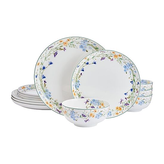 Lifetime Brand Quinn, White 12-pc. Porcelain Dinnerware Set