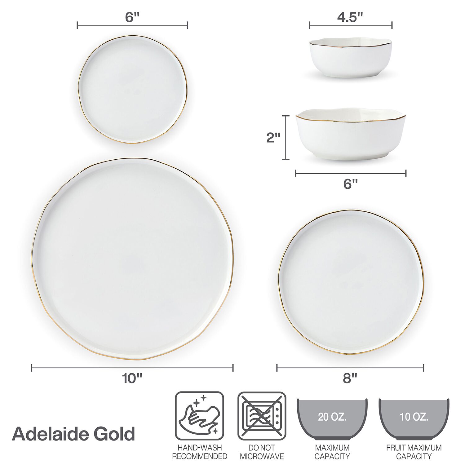 Lifetime Brand Adelaide, Gold 20-pc. Bone China Dinnerware Set