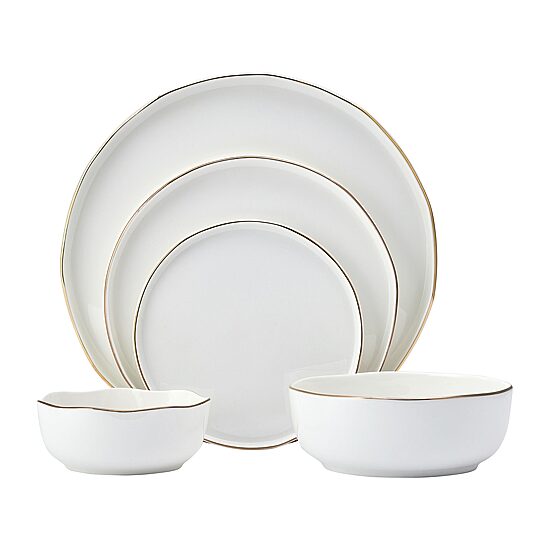 Lifetime Brand Adelaide, Gold 20-pc. Bone China Dinnerware Set
