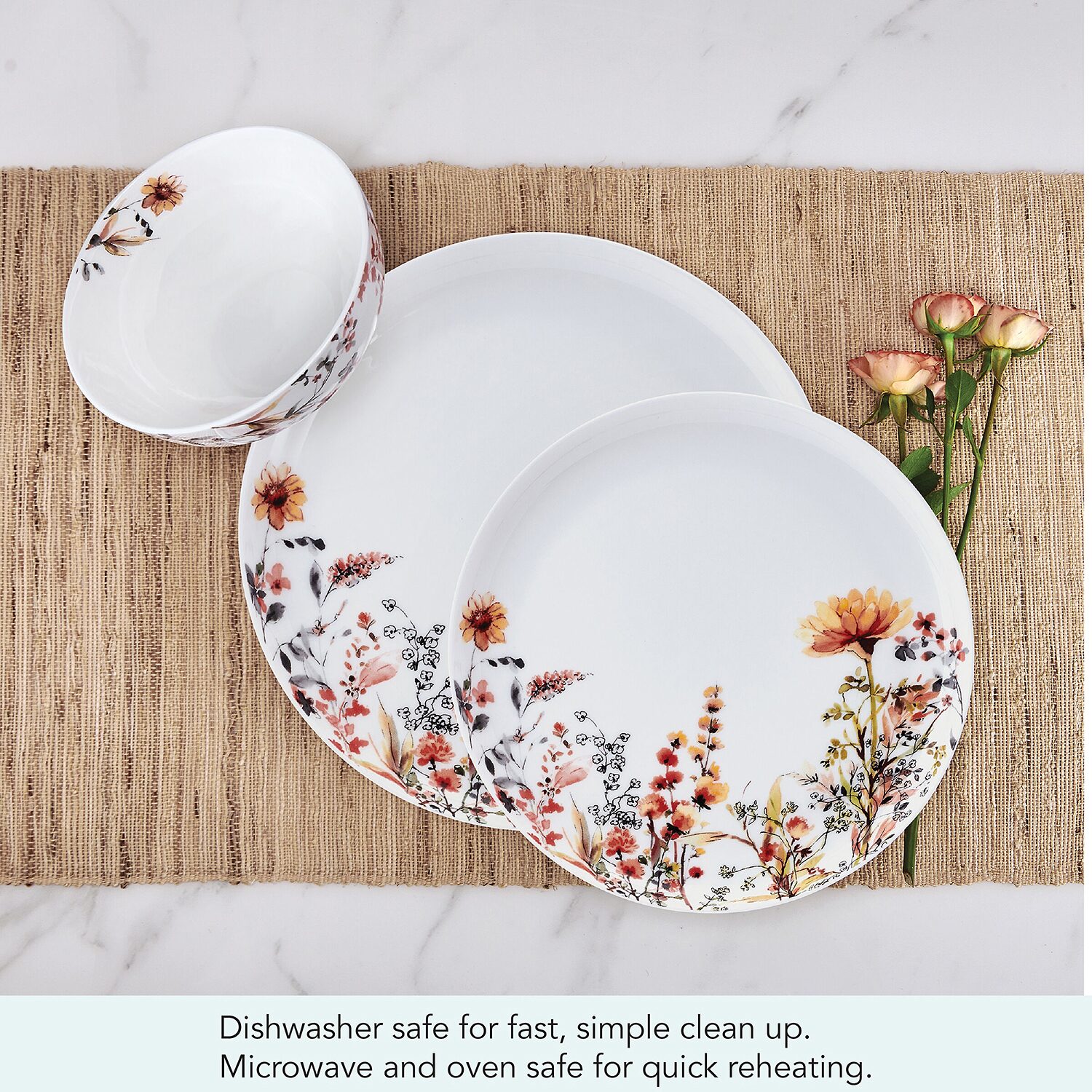 Mikasa Wildflower Bliss, White/Multi 12-pc. Bone China Dinnerware Set