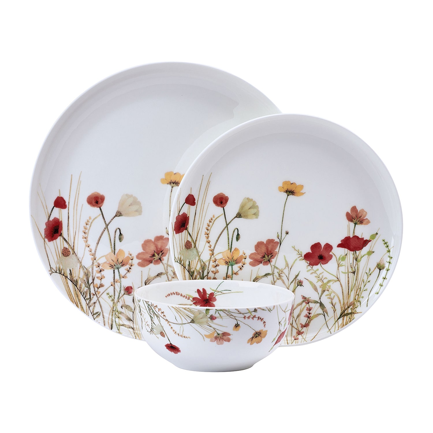 Lifetime Brand Meadow Serenade, White 12-pc. Bone China Dinnerware Set