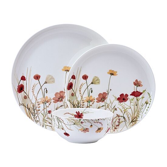 Lifetime Brand Meadow Serenade, White 12-pc. Bone China Dinnerware Set