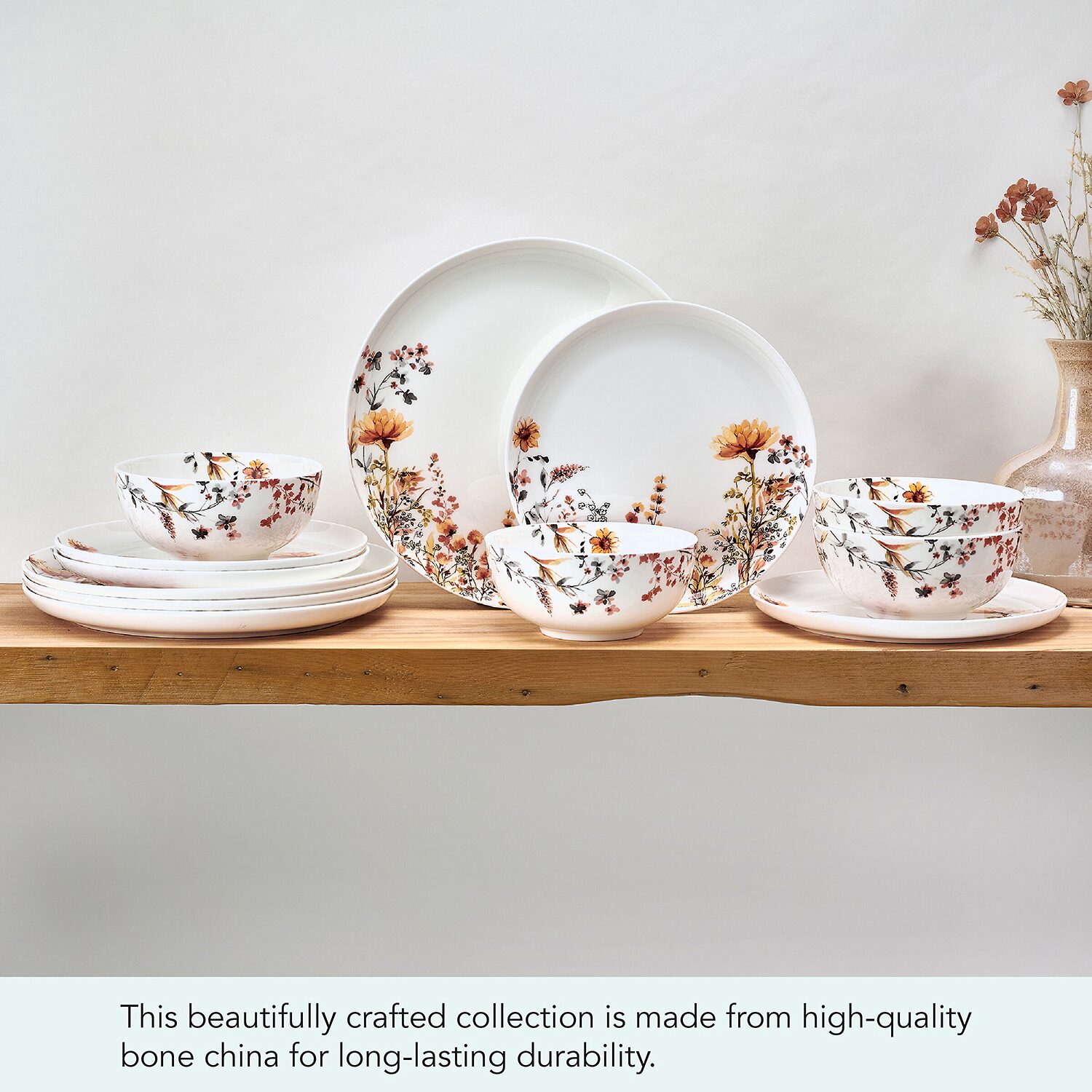 Mikasa Wildflower Bliss, White/Multi 12-pc. Bone China Dinnerware Set