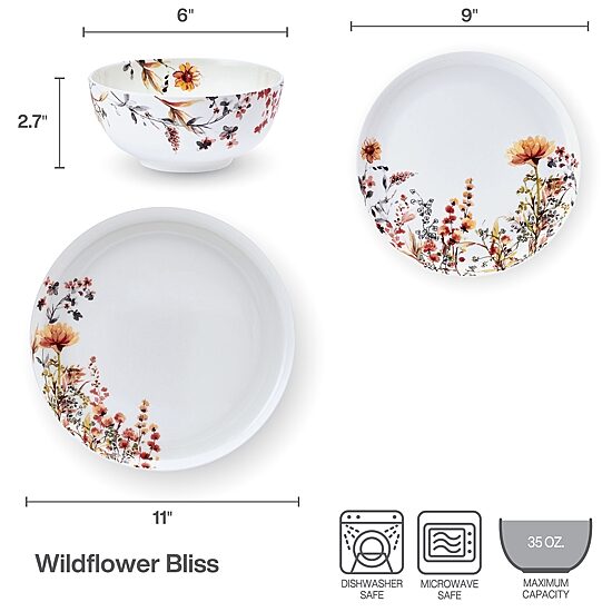 Mikasa Wildflower Bliss, White/Multi 12-pc. Bone China Dinnerware Set