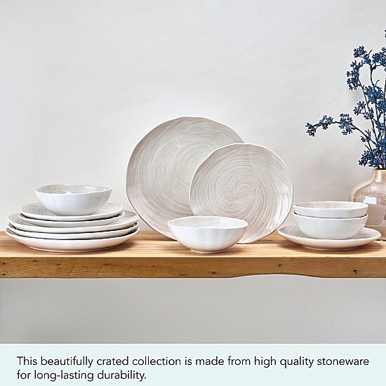 Lifetime Brand Harley, White 12-pc. Stoneware Dinnerware Set