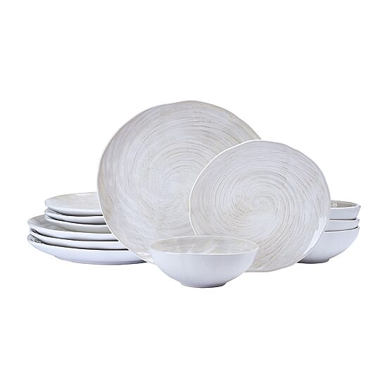 Lifetime Brand Harley, White 12-pc. Stoneware Dinnerware Set