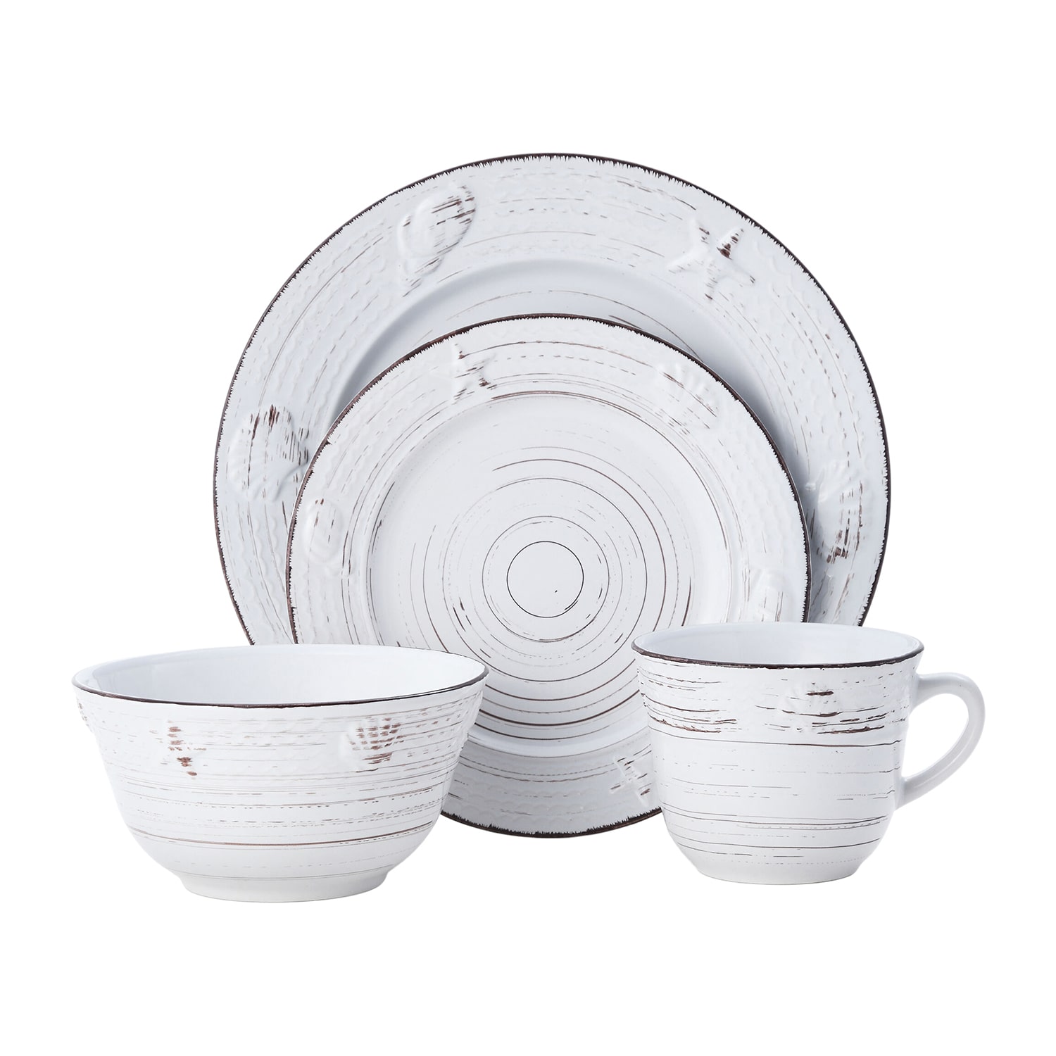 Pfaltzgraff Trellis Coastal, White 16-pc. Stoneware Dinnerware Set