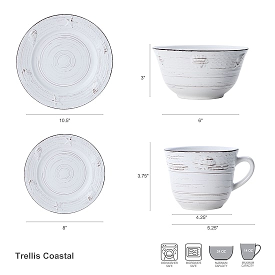 Pfaltzgraff Trellis Coastal, White 16-pc. Stoneware Dinnerware Set