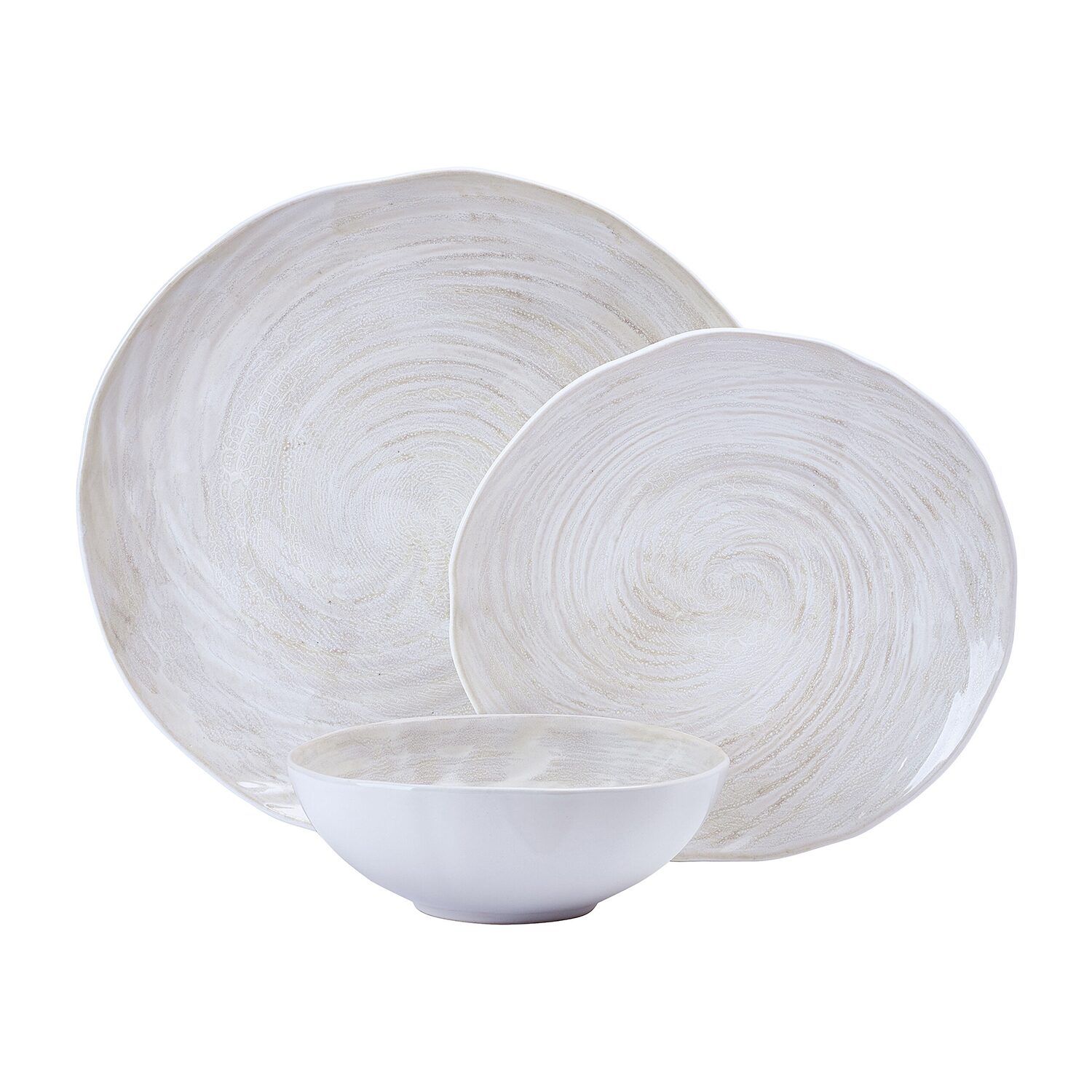 Lifetime Brand Harley, White 12-pc. Stoneware Dinnerware Set