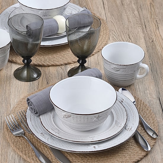 Pfaltzgraff Trellis Coastal, White 16-pc. Stoneware Dinnerware Set