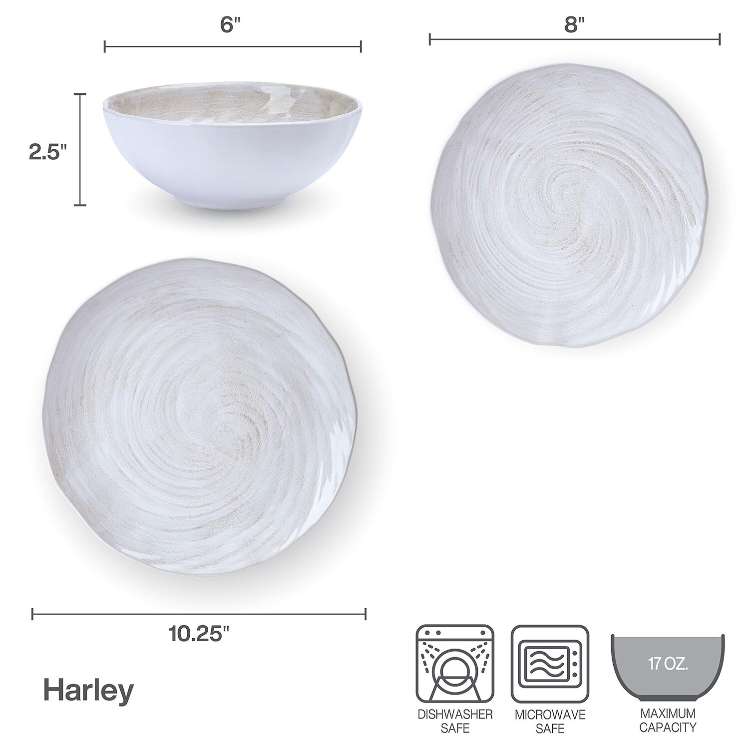 Lifetime Brand Harley, White 12-pc. Stoneware Dinnerware Set