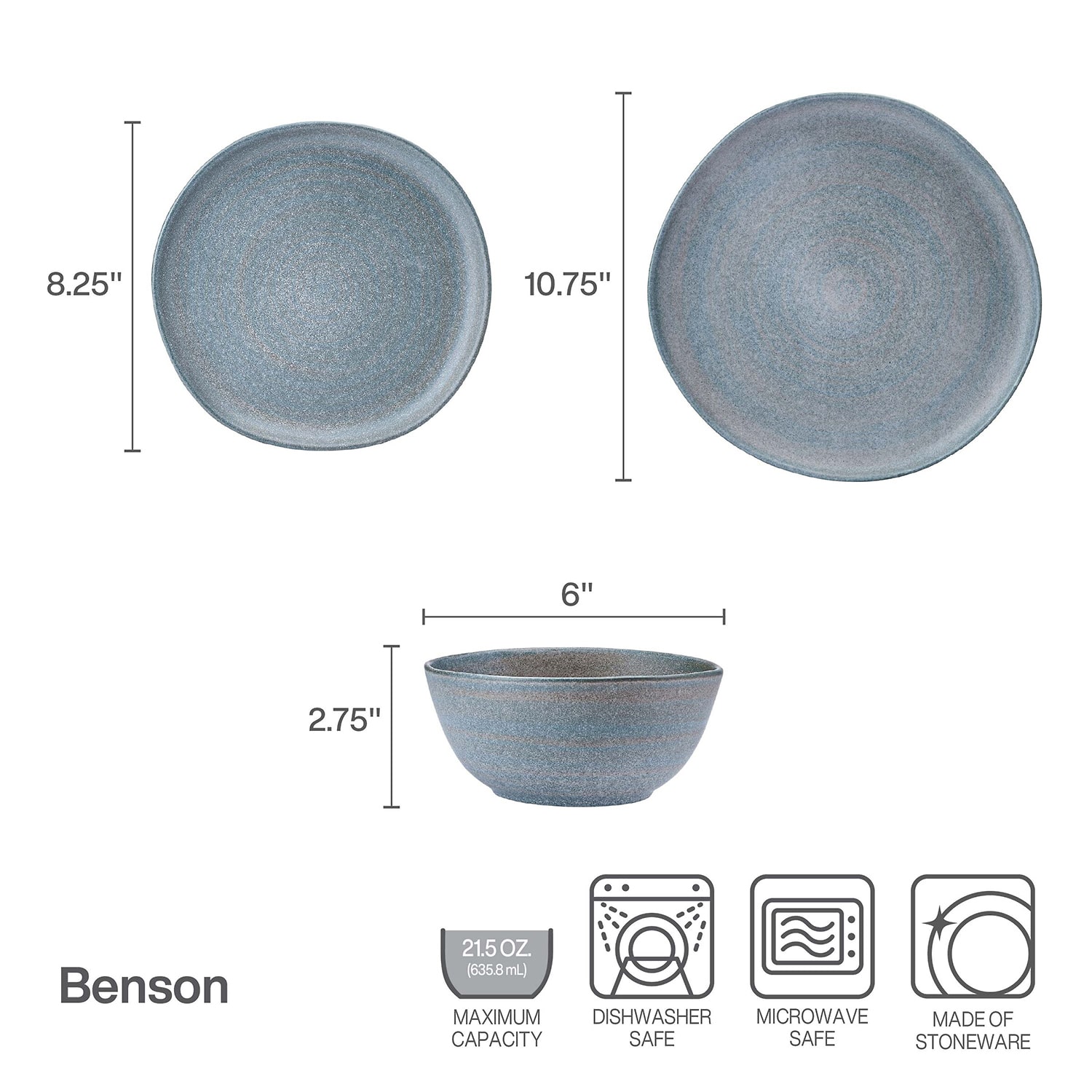 Lifetime Brand Benson, Gray 12-pc. Stoneware Dinnerware Set