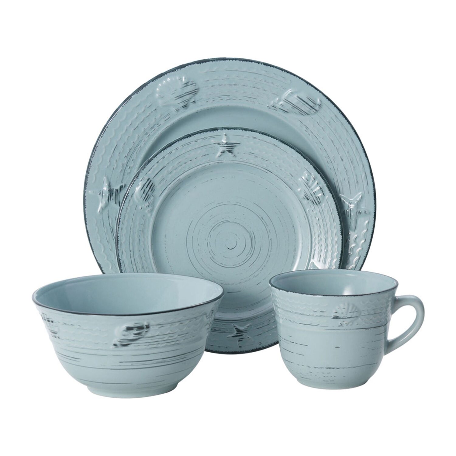 Pfaltzgraff Trellis Coastal, White 16-pc. Stoneware Dinnerware Set
