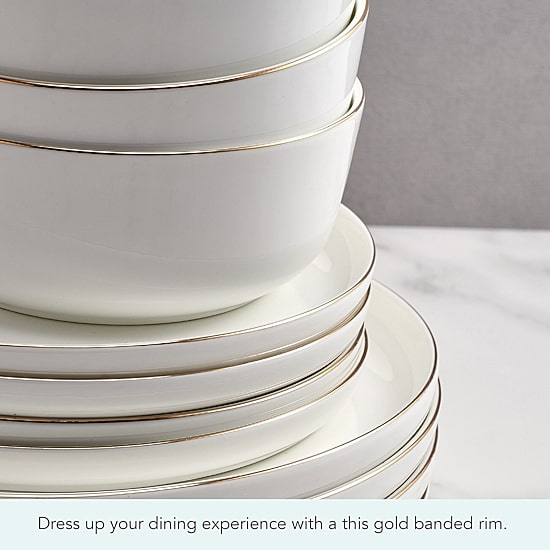 Lifetime Brand Samantha, White 12-pc. Bone China Dinnerware Set