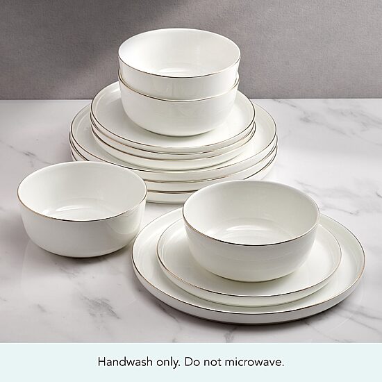 Lifetime Brand Samantha, White 12-pc. Bone China Dinnerware Set