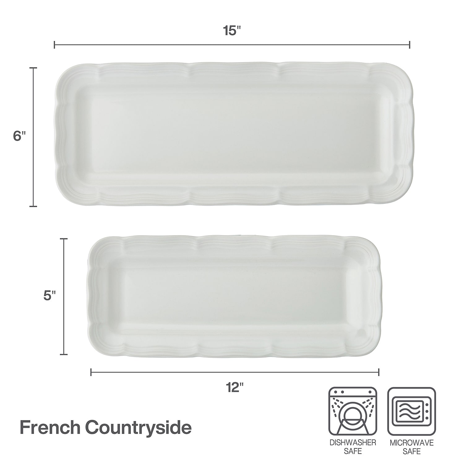Lifetime Brand French Countryside, White 2-pc. Stoneware Appetizer Plate