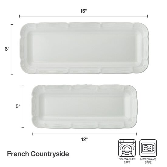 Lifetime Brand French Countryside, White 2-pc. Stoneware Appetizer Plate