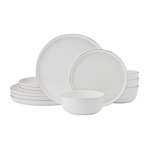 Lifetime Brand Samantha, White 12-pc. Bone China Dinnerware Set, One Size, White