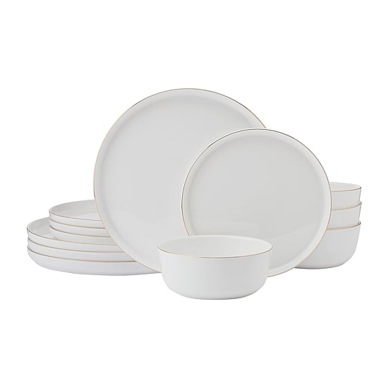 Lifetime Brand Samantha, White 12-pc. Bone China Dinnerware Set