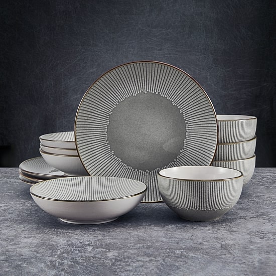 Pfaltzgraff Arlie, Gray 12-pc. Stoneware Dinnerware Set