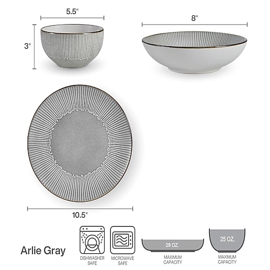 Pfaltzgraff Arlie, Gray 12-pc. Stoneware Dinnerware Set