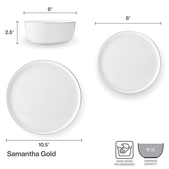 Lifetime Brand Samantha, White 12-pc. Bone China Dinnerware Set
