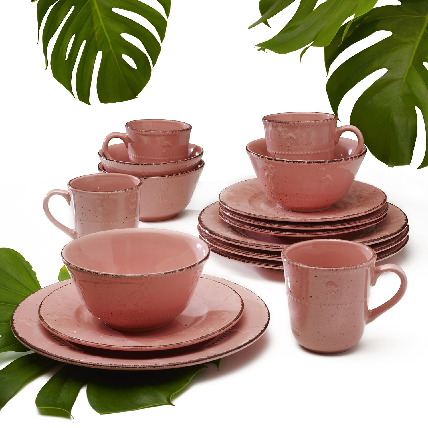 Pfaltzgraff Pink Flamingo 16-pc. Stoneware Dinnerware Set