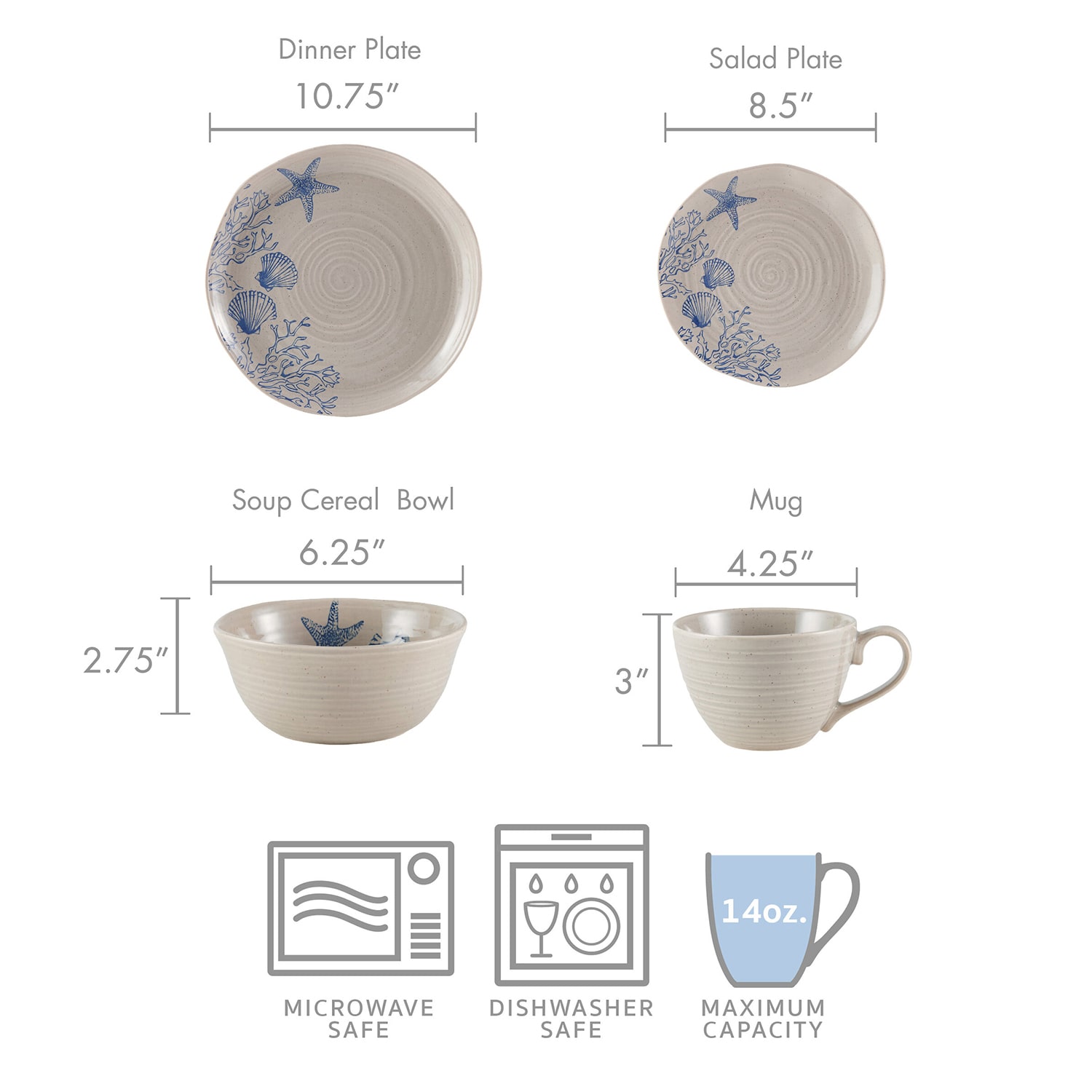 Pfaltzgraff Southport, Light Gray 16-pc. Stoneware Dinnerware Set