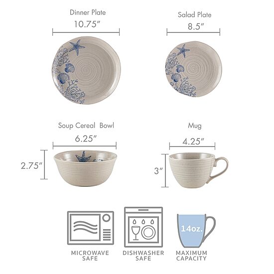 Pfaltzgraff Southport, Light Gray 16-pc. Stoneware Dinnerware Set