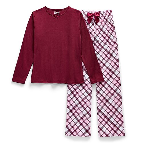 Sleep On It Little & Big Kid Girls Crew Neck Long Sleeve 2-pc. Pajama Set In Red