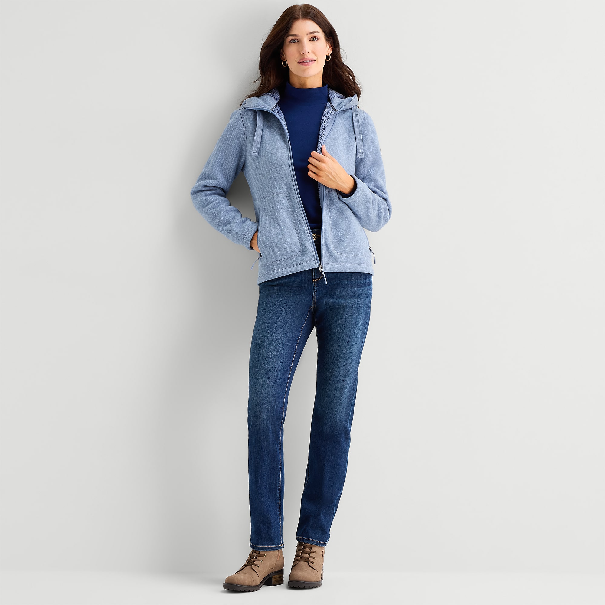 Free Country Womens Fleece Hooded Lightweight Jacket