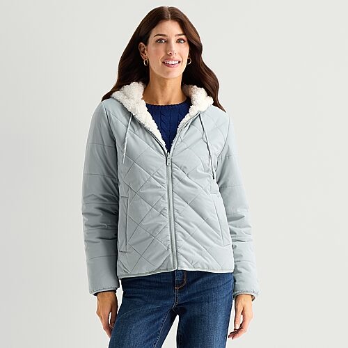 Free Country Womens Reversible Midweight Quilted Jacket In Green