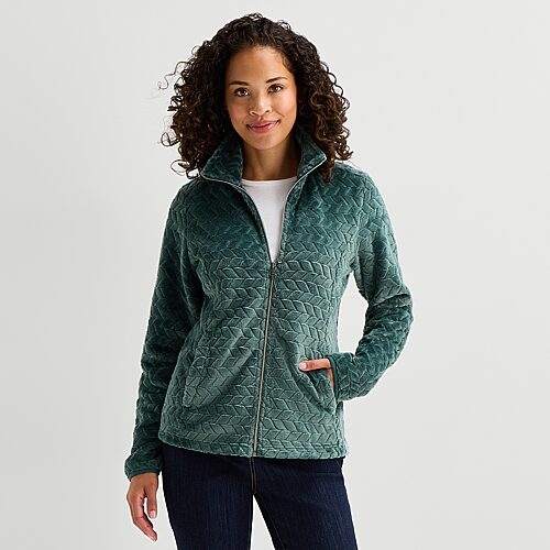 Free Country Womens Fleece Lightweight Jacket In Green