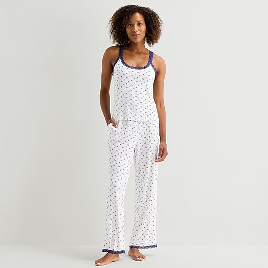 Martha Stewart Womens V-Neck Sleeveless 3-pc. Pajama Set