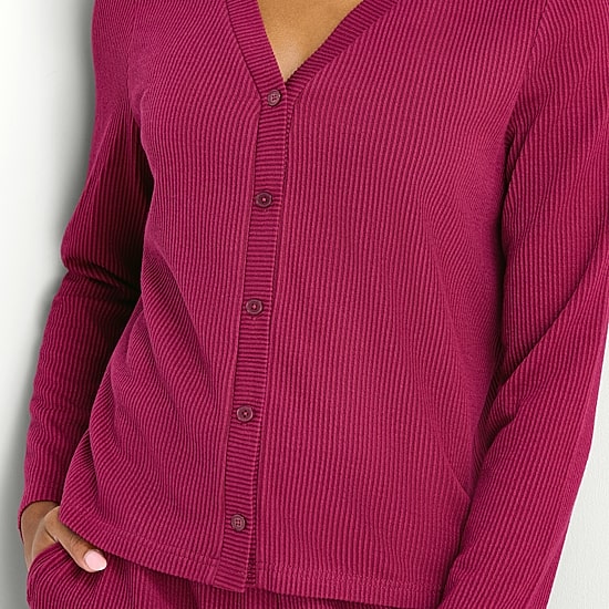 Martha Stewart Womens V-Neck Long Sleeve 2-pc. Pajama Set