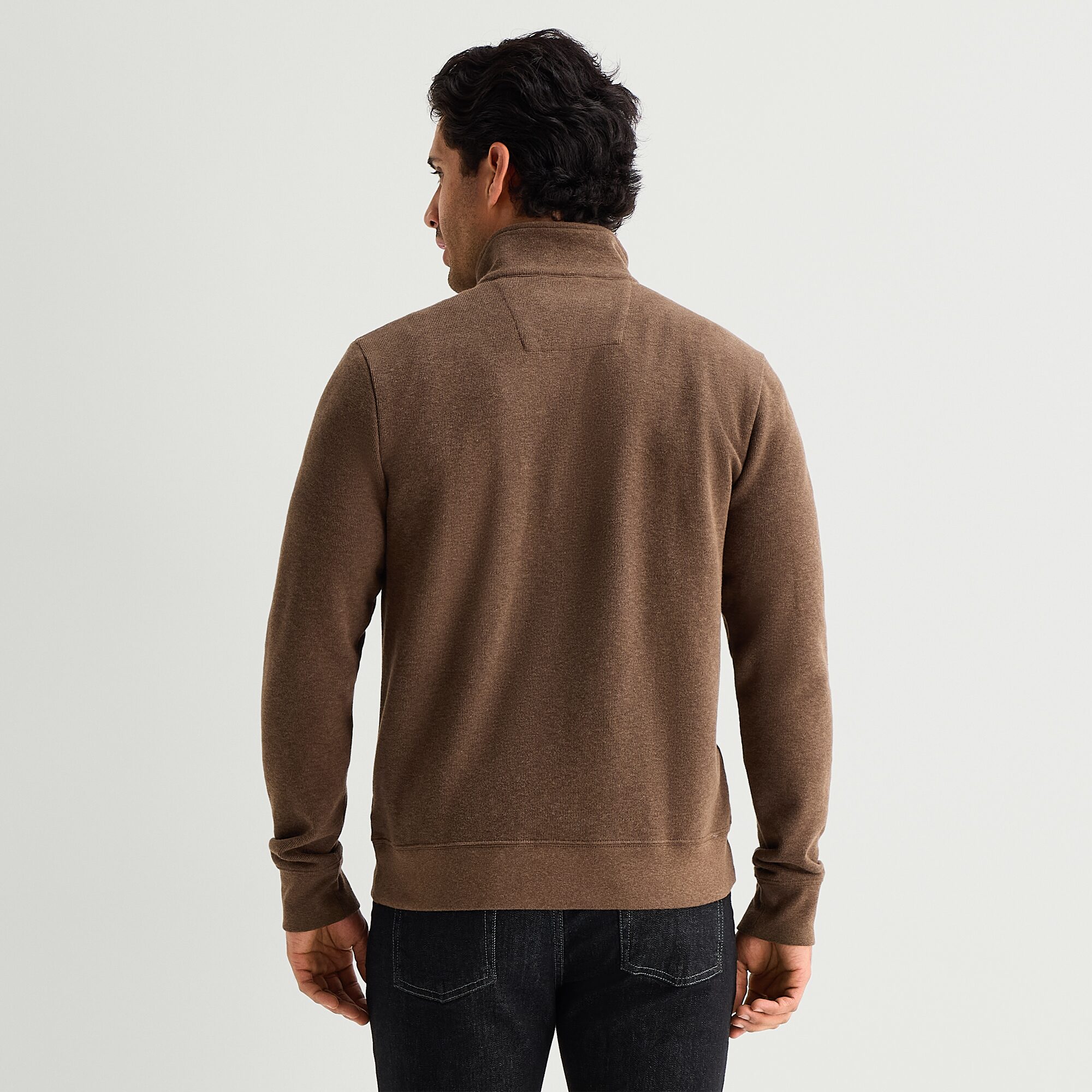 mutual weave Mens Mock Neck Long Sleeve Quarter-Zip Pullover